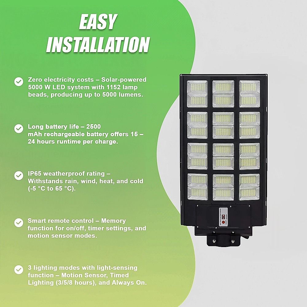 1152 Solar LED Street Light – Commercial Outdoor Garden Motion Sensor Flood Lamp