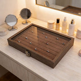 Wooden Jewellery Storage Box – Organiser Case for Rings, Earrings & Accessories - Side View