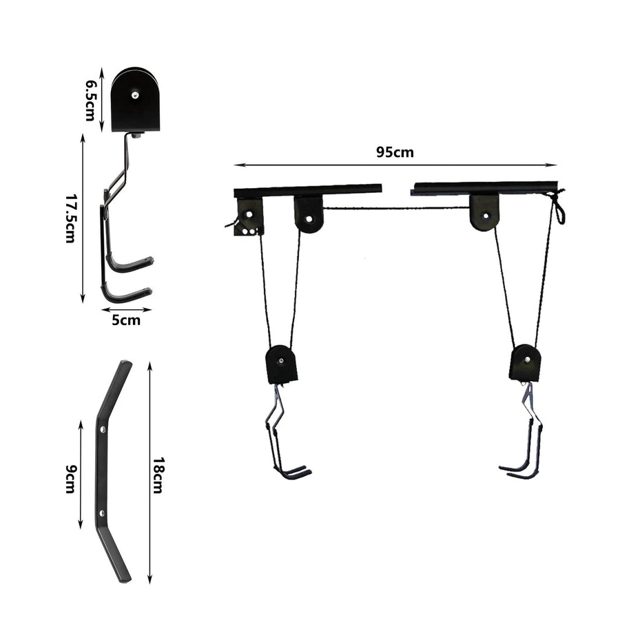Heavy Duty Bike Hoist Pulley Lift – Garage Ceiling Bicycle Storage Rack w/ Lock