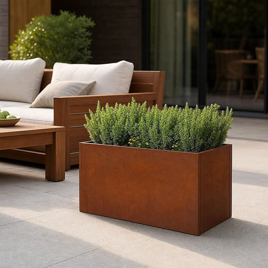 Corten Steel Planter Box 62x40x39cm Outdoor Garden Raised Bed Rust Finish