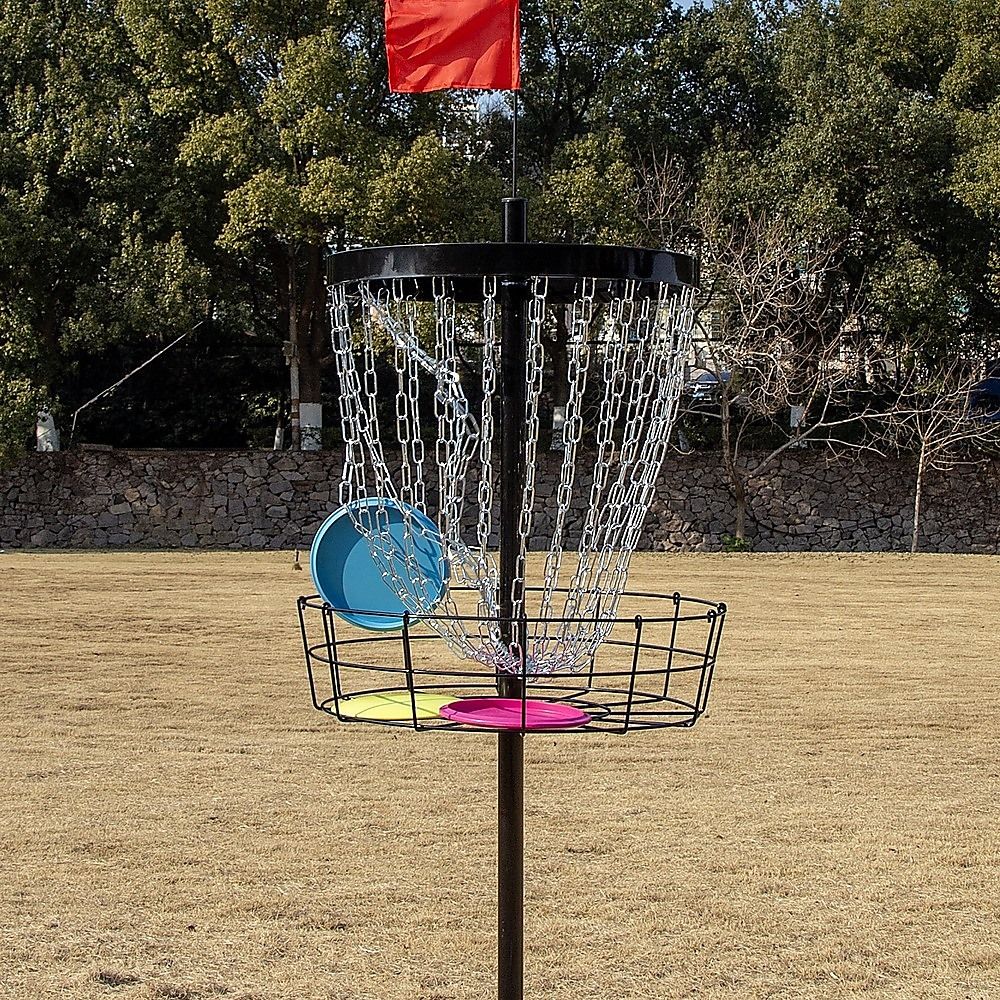 Disc Golf Basket 24 Chain Portable Target with 6 Discs Set