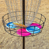 Disc Golf Basket 24 Chain Portable Target with 6 Discs Set - 45-Degree Angle