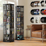 360 Rotating Bookshelf Bamboo Storage Display Rack Shelving in Black - Close-Up Angle