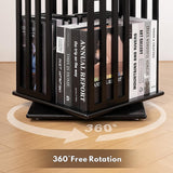 360 Rotating Bookshelf Bamboo Storage Display Rack Shelving in Black - Low Angle