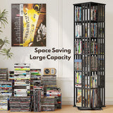 360 Rotating Bookshelf Bamboo Storage Display Rack Shelving in Black - Extra Image