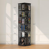 360 Rotating Bookshelf Bamboo Storage Display Rack Shelving in Black