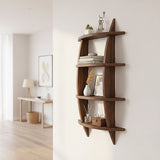 Wall Mounted Solid Wood Shelf Display Stand for Home & Office - Front View