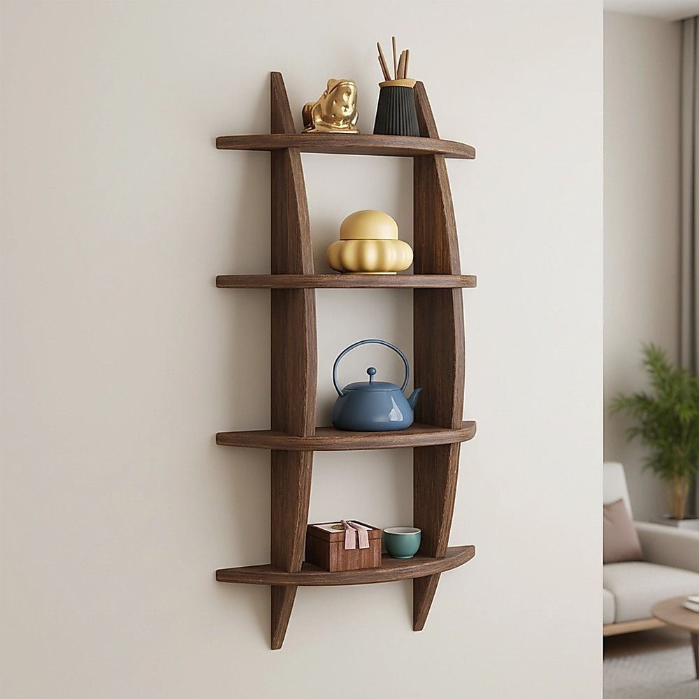 Wall Mounted Solid Wood Shelf Display Stand for Home & Office
