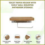 Toilet Paper Holder with Shelf Wall Mounted Bathroom Storage - Side View