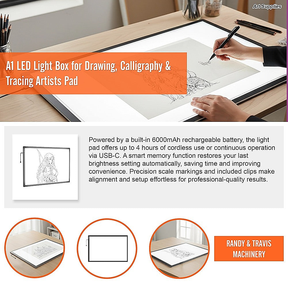 A1 LED Light Box for Drawing, Calligraphy & Tracing Artists Pad