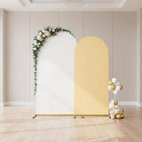 Arch Backdrop Stand with White & Yellow Cover Set for Weddings Events - Front View
