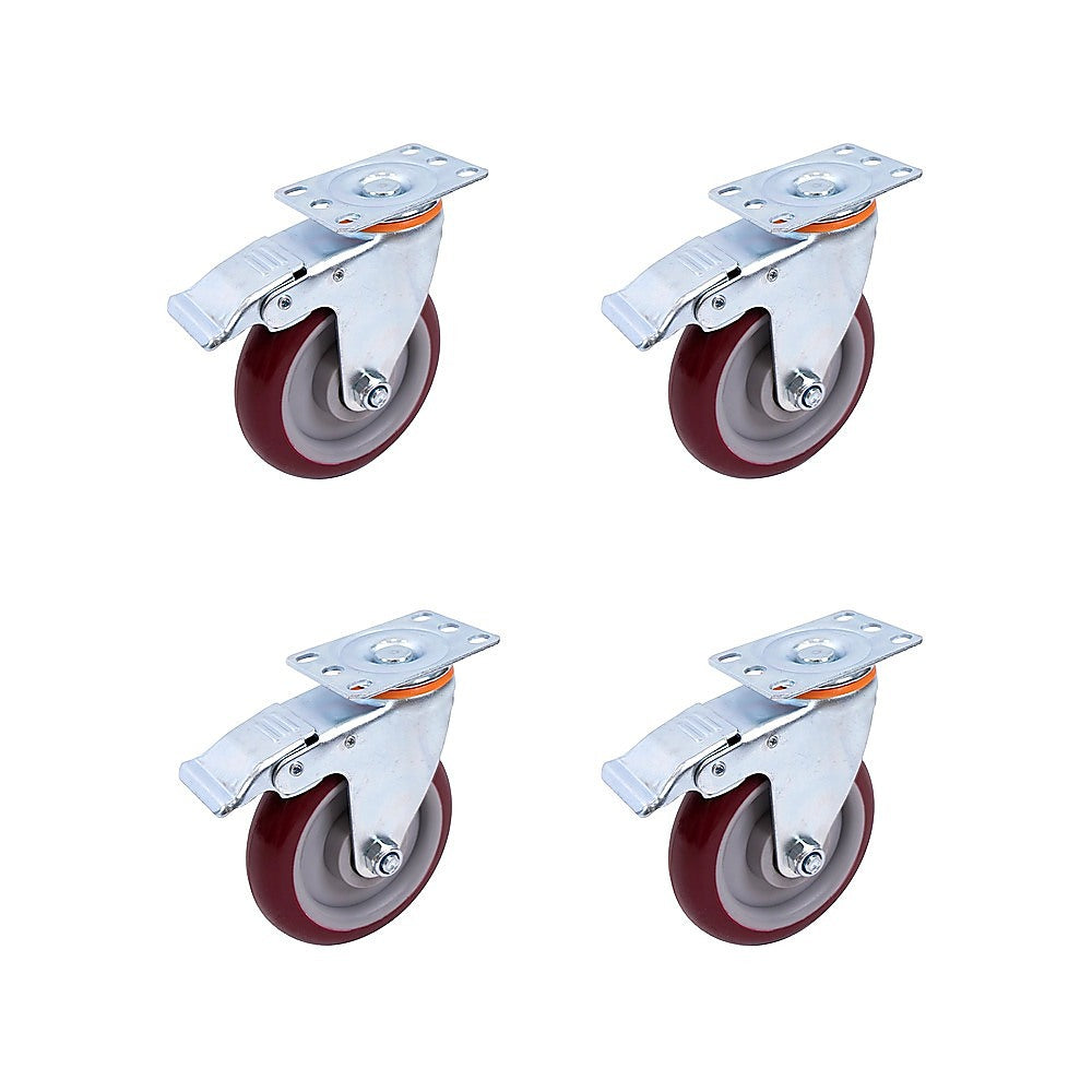 4 Pack 5 Inch Heavy Duty Locking Caster Wheels Swivel Plate Castors