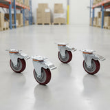 4 Pack 5 Inch Heavy Duty Locking Caster Wheels Swivel Plate Castors