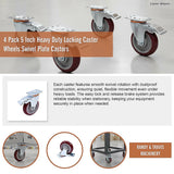4 Pack 5 Inch Heavy Duty Locking Caster Wheels Swivel Plate Castors - Extra Image