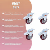 4 Pack 5 Inch Heavy Duty Locking Caster Wheels Swivel Plate Castors