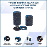 40 Grit Zirconia Flap Discs 4.5in 40 Pack for Angle Grinder Grinding - 45-Degree Angle