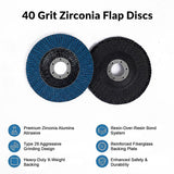 40 Grit Zirconia Flap Discs 4.5in 40 Pack for Angle Grinder Grinding - Close-Up Angle