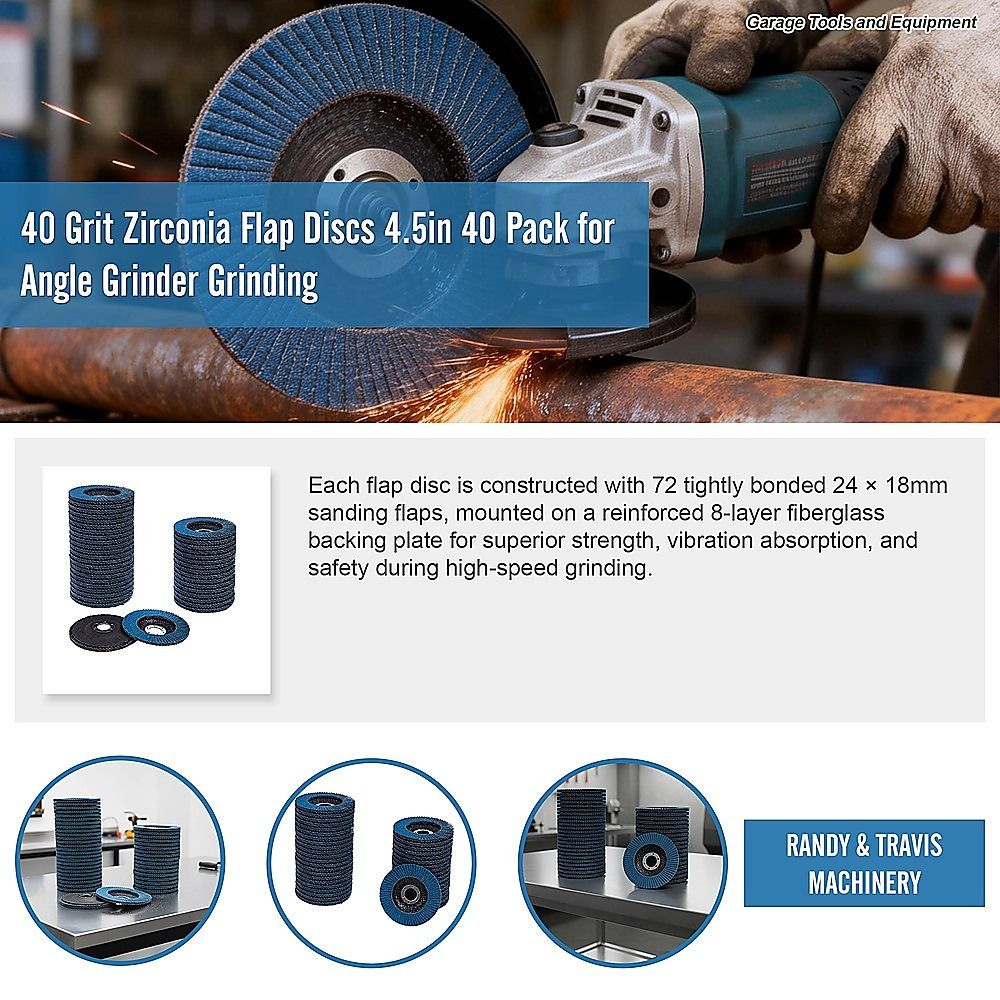40 Grit Zirconia Flap Discs 4.5in 40 Pack for Angle Grinder Grinding