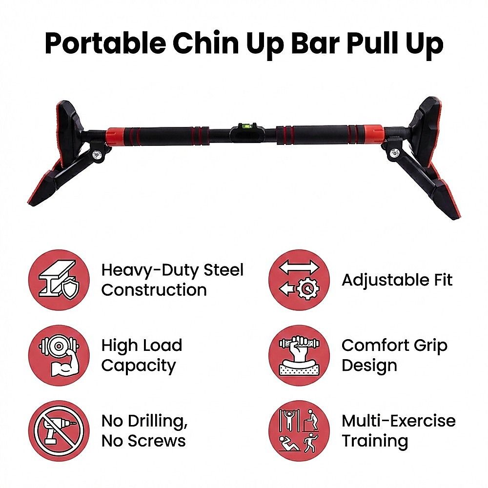Portable Chin Up Bar Pull Up Doorway Anti-Slip Home Workout Fitness