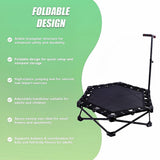 Foldable Fitness Trampoline with Handle Compact Folding Rebounder