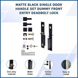 Matte Black Single Door Handle Set Dummy Front Entry Deadbolt Lock - Side View