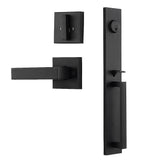 Matte Black Single Door Handle Set Dummy Front Entry Deadbolt Lock - Top-Down View