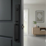 Matte Black Single Door Handle Set Dummy Front Entry Deadbolt Lock - 45-Degree Angle