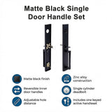 Matte Black Single Door Handle Set Dummy Front Entry Deadbolt Lock