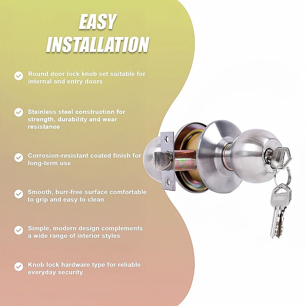 Round Door Lock Knob Set for Internal and Entry Doors