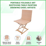 Portable Foldable Art Sketching Table Painting Drawing Easel Artists - Rear View
