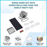 Bingo Game Set with Cards Balls and Cage for Family Party Fun