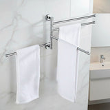Swivel Towel Rail Chrome Stainless Steel Wall Mounted Bath Rack - Close-Up Angle