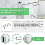 Swivel Towel Rail Chrome Stainless Steel Wall Mounted Bath Rack - Extra Image
