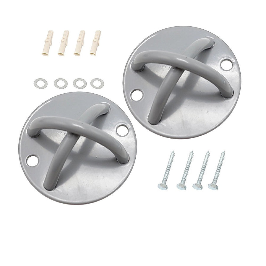Pair of Grey Wall Anchor Mounts for Battle Ropes and Suspension