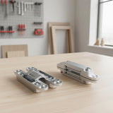 Hidden Door Hinges 180° Heavy Duty 3D Adjustable Silver 40kg - Side View