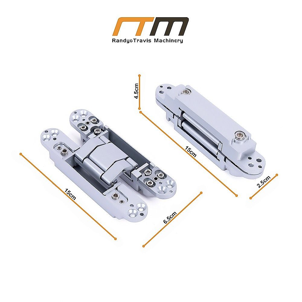Hidden Door Hinges 180° Heavy Duty 3D Adjustable Silver 40kg