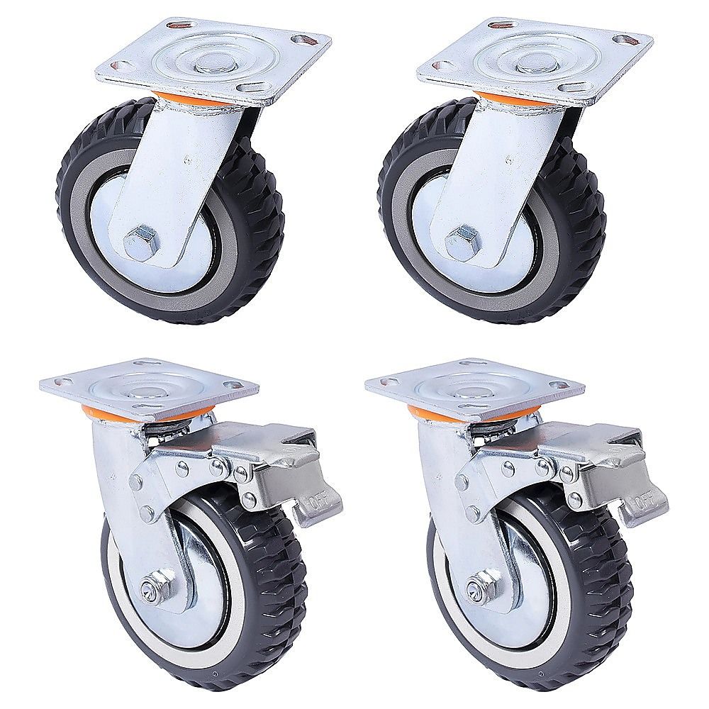 Heavy Duty Plate Caster Wheels Set 4 1200kg Swivel