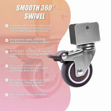 2 Inch U-Shaped TPE Swivel Castor Wheels Set 4 Brake - 45-Degree Angle