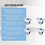 Mini Fixed Caster Wheels Rubber Low Profile Set 4