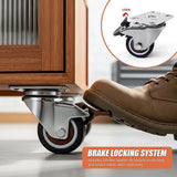 50mm Swivel Caster Wheels Set 4 with Brakes Twin - Rear View