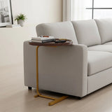 Modern Oval Side Table Gold Base Sofa End Table - Front View
