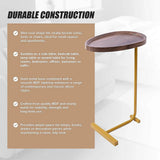 Modern Oval Side Table Gold Base Sofa End Table