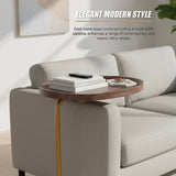 Modern Oval Side Table Gold Base Sofa End Table - Low Angle