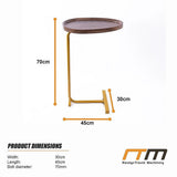 Modern Oval Side Table Gold Base Sofa End Table - Extra Image