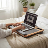 Portable Lap Desk with Mouse Pad Cushion Oak - Side View
