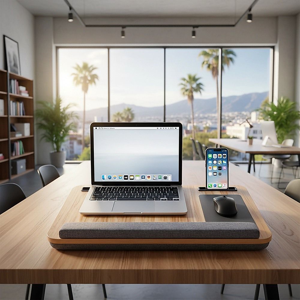 Portable Lap Desk with Mouse Pad Cushion Oak