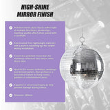 Silver Mirror Disco Ball Hanging DJ Party Decor