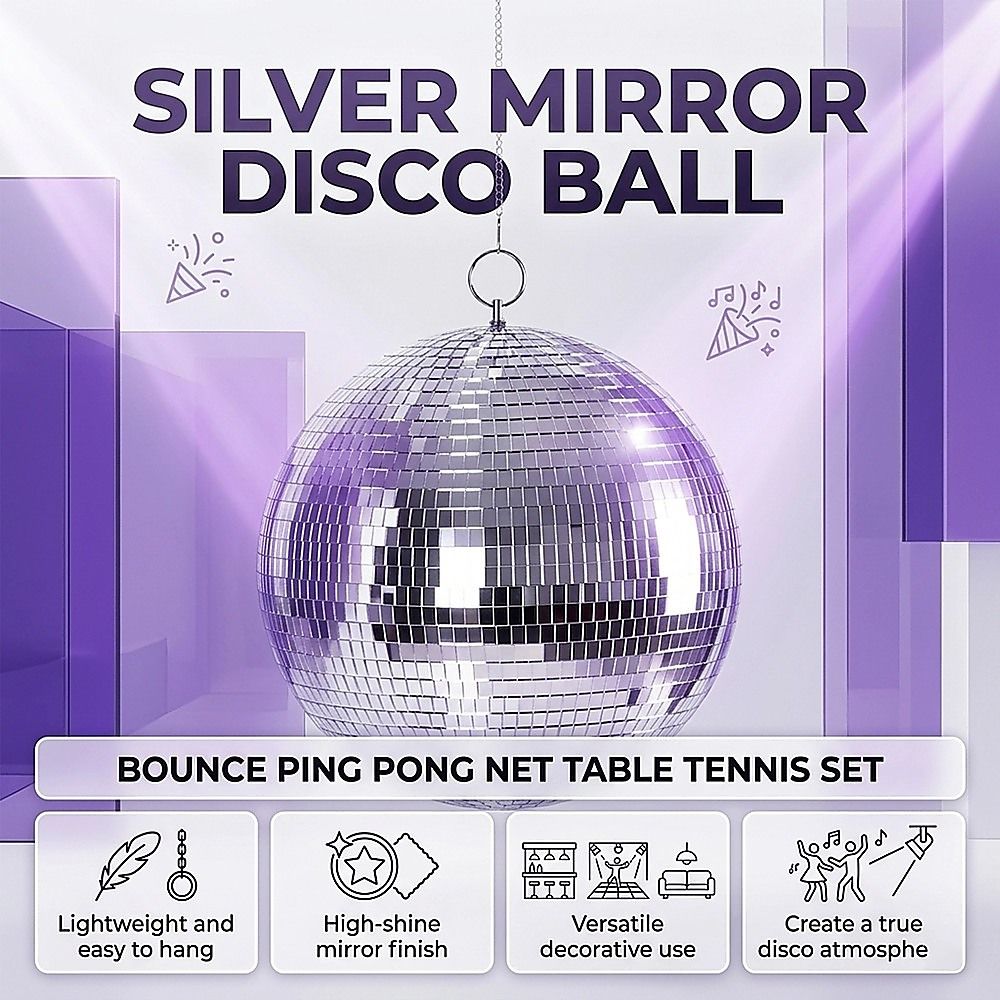 Silver Mirror Disco Ball Hanging DJ Party Decor