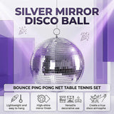Silver Mirror Disco Ball Hanging DJ Party Decor - Rear View