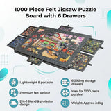 1000 Piece Felt Jigsaw Puzzle Board with 6 Drawers Portable Table